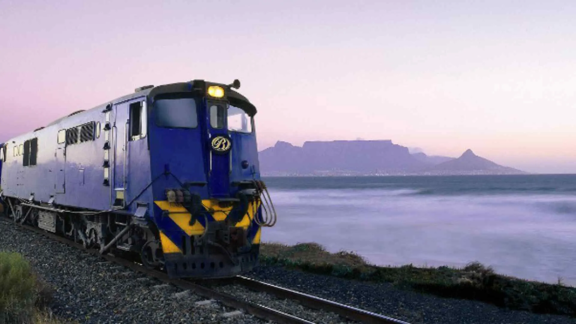 The Blue Train crossing through the South African landscape