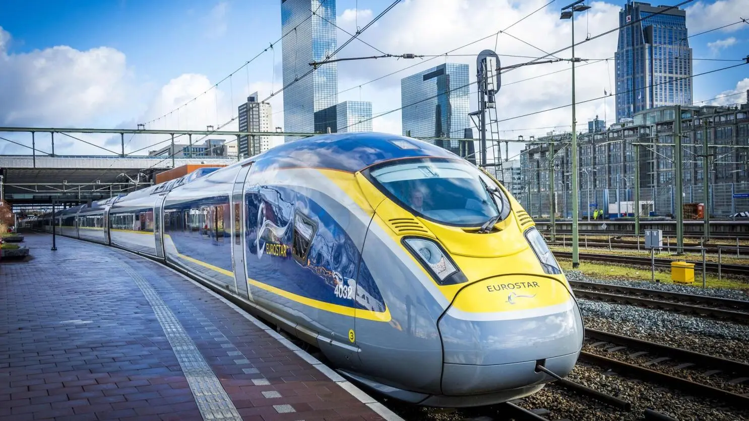 Eurostar high-speed train at station platform