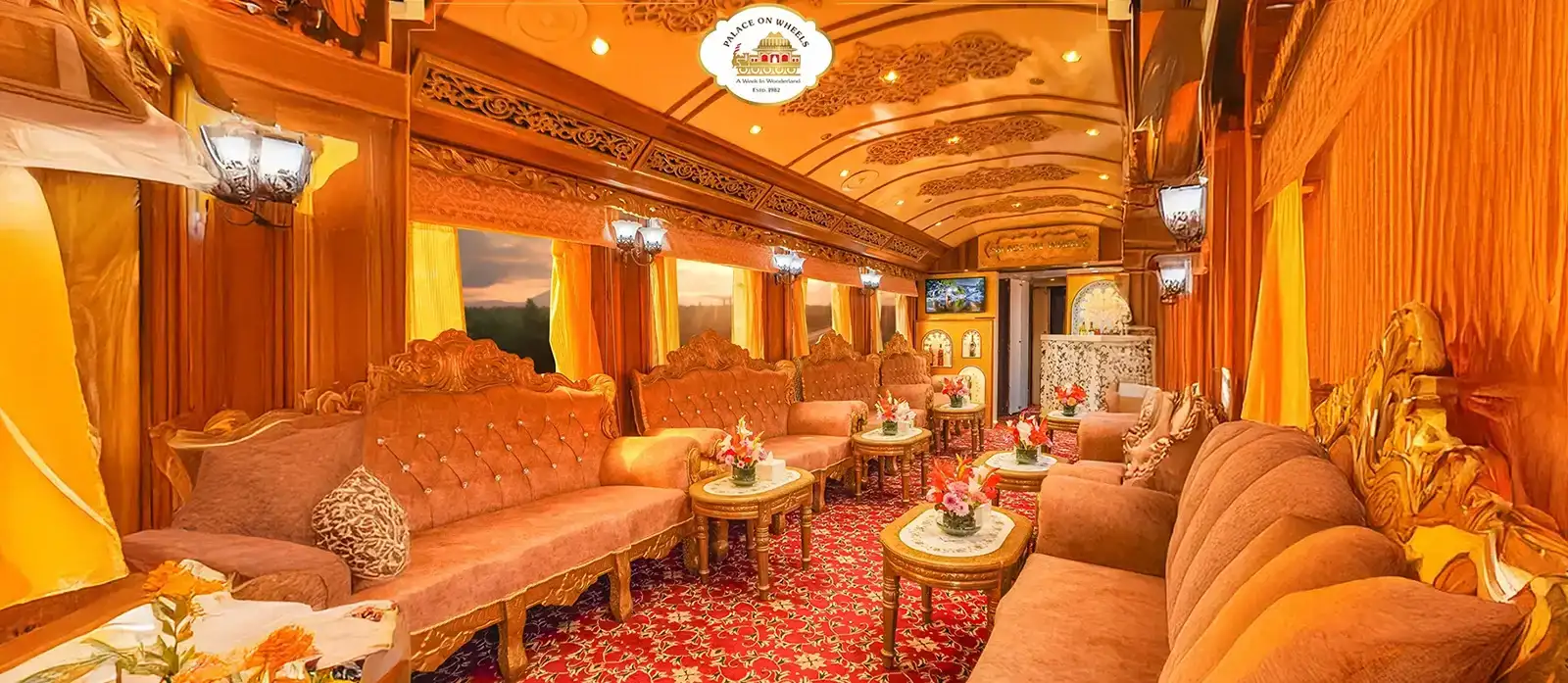 Palace on Wheels luxury train exterior in Rajasthan, India
